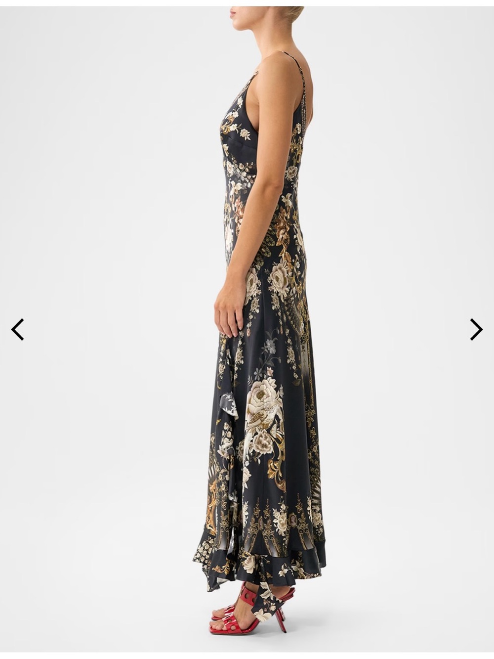 Camilla Black Floral V-Neck Flamenco Folklore Spaghetti Strap Maxi Dress - Picture 4 of 15